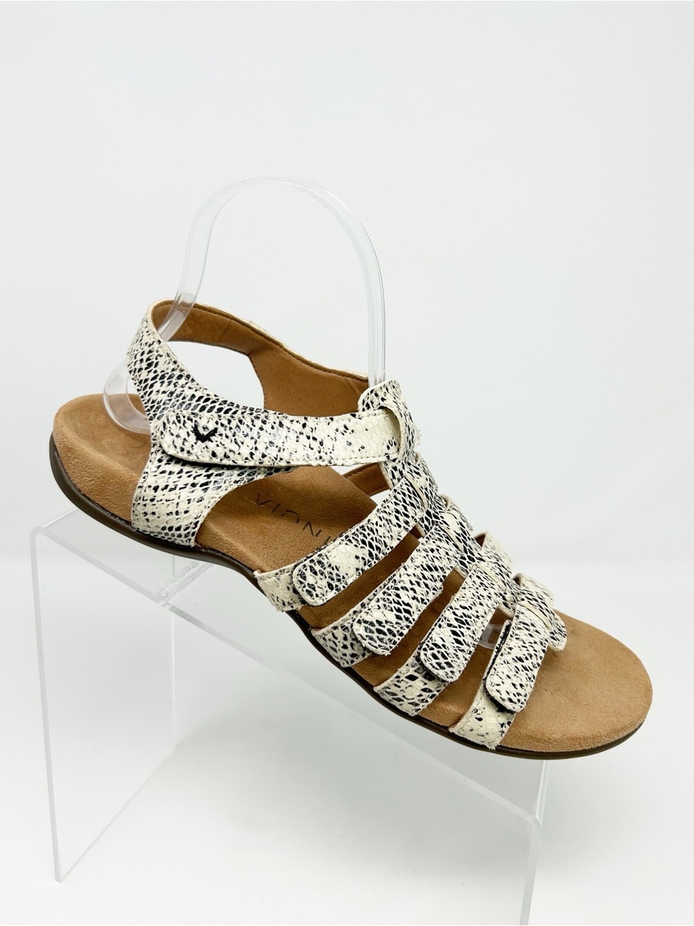 Vionic Rest Harissa Strappy Slingback Orthotic Sandals Ivory Snake Print Size 9